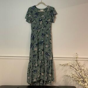 APRICOT Green and Purple Floral Maxi Dress